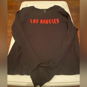 Waffle-Knit Long Sleeve Graphic Tee “Los Angeles”